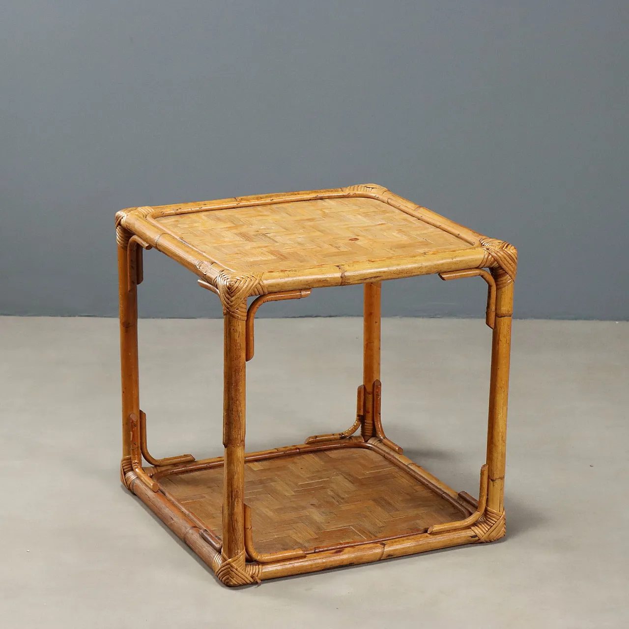 Wicker and bamboo coffee table, late 20th century 1