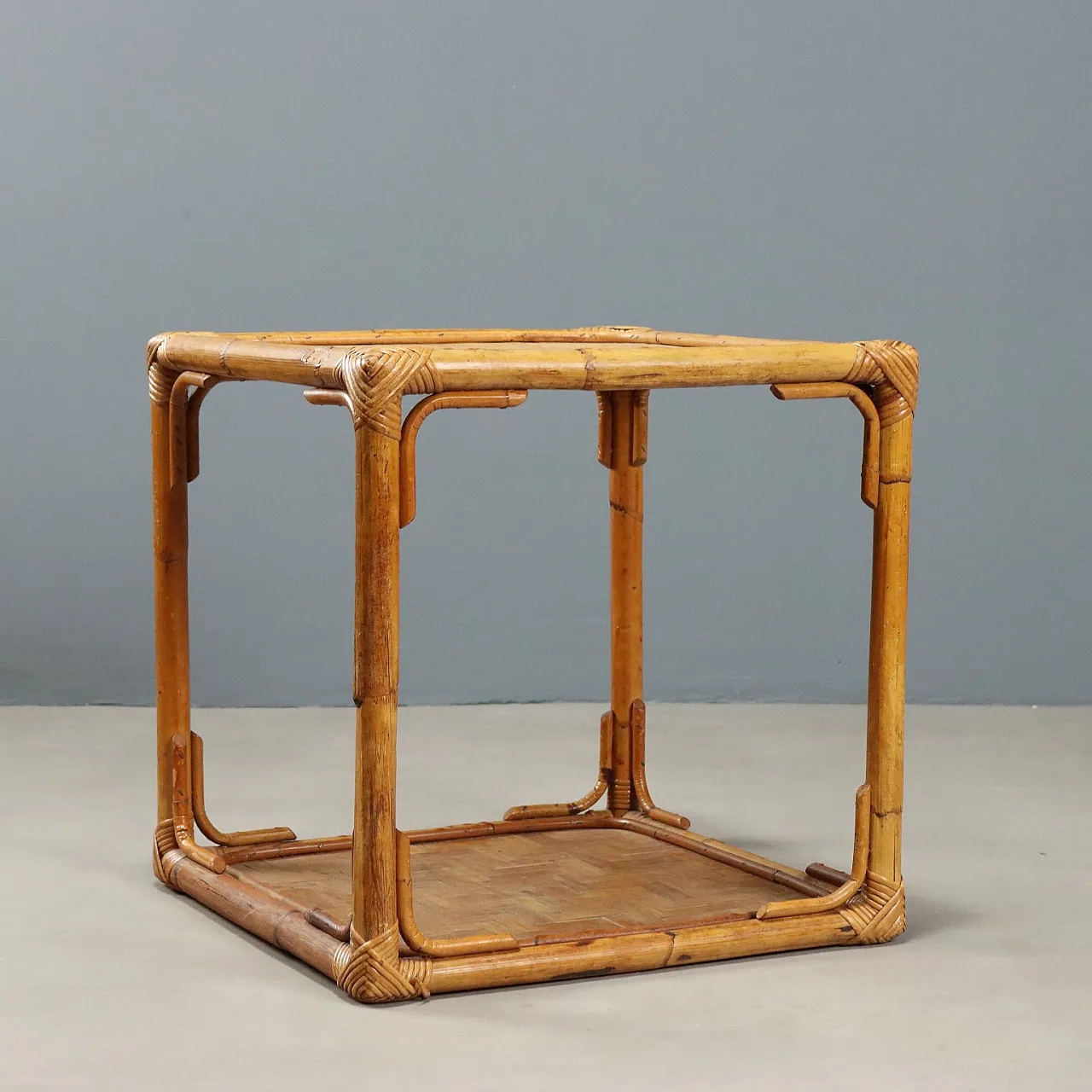 Wicker and bamboo coffee table, late 20th century 4