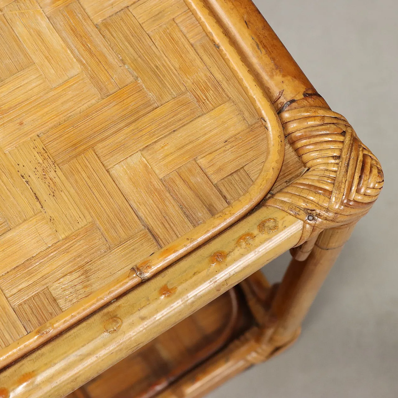 Wicker and bamboo coffee table, late 20th century 6