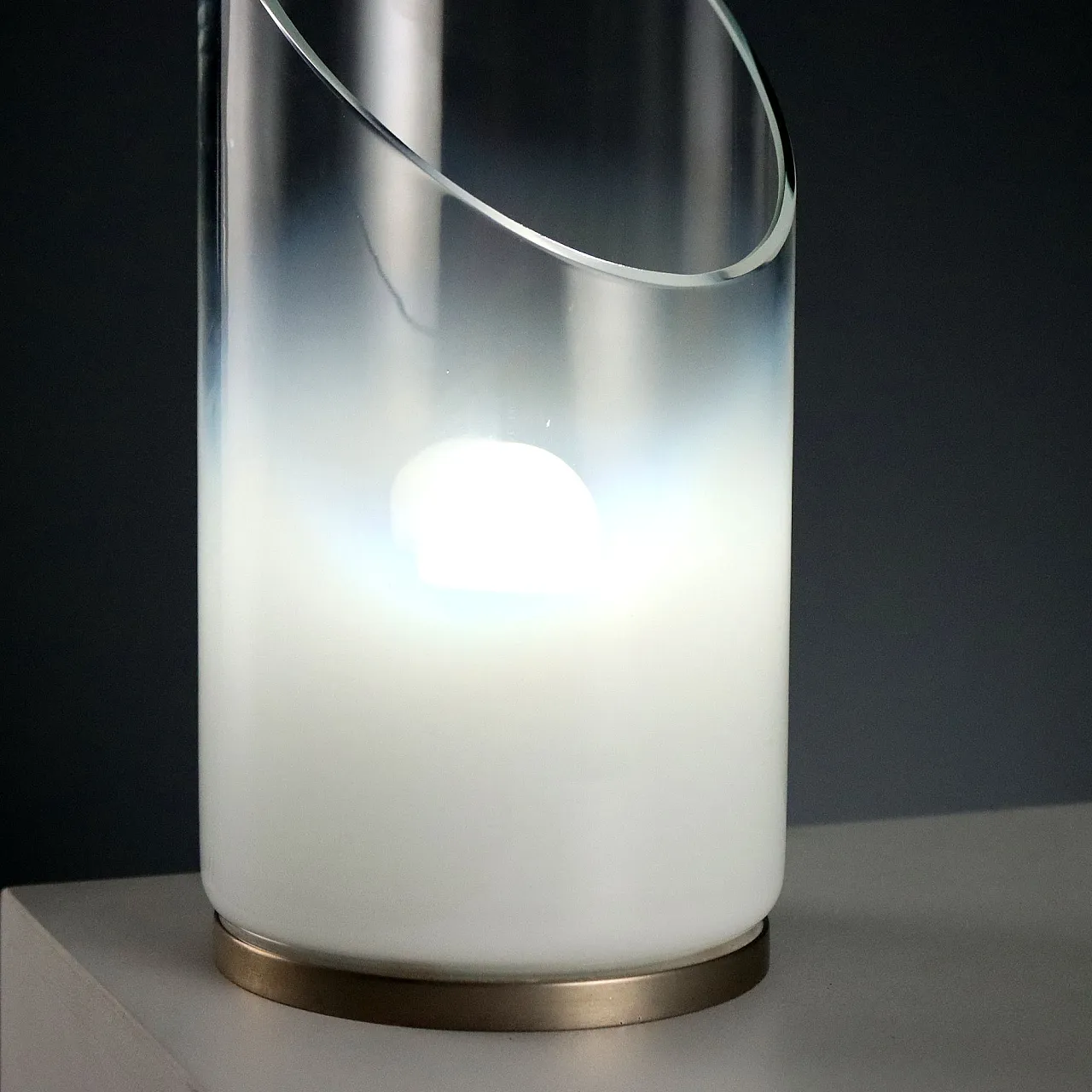 Satin glass table lamp, 1970s 4