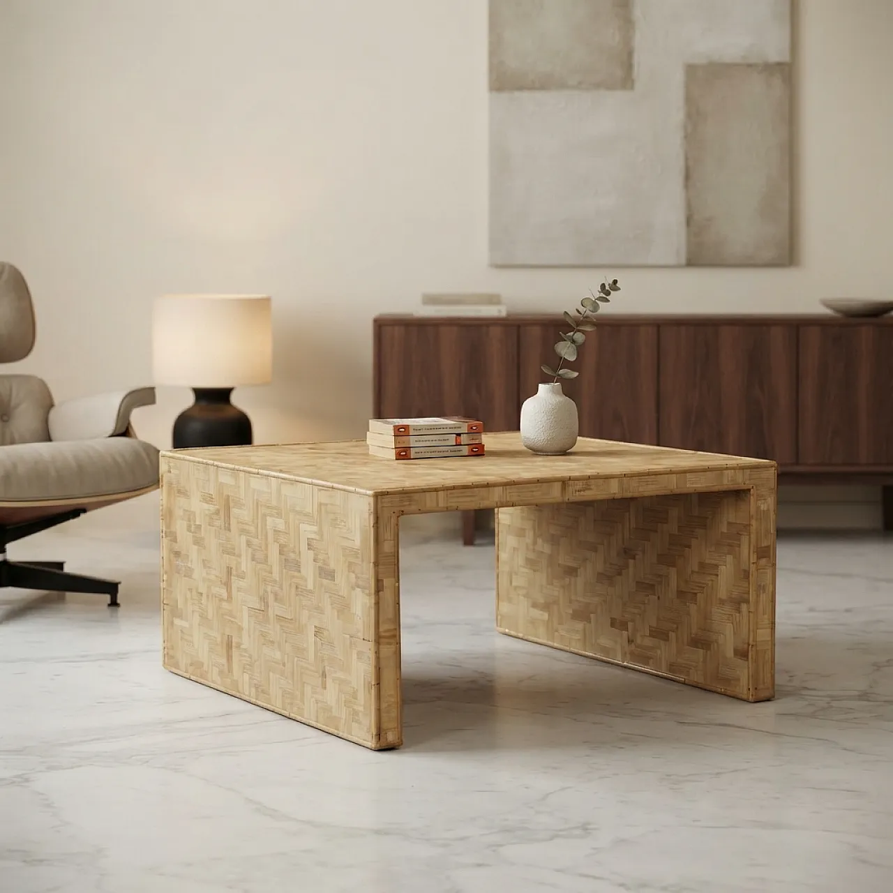 Wooden geometric coffee table, 1970s 2