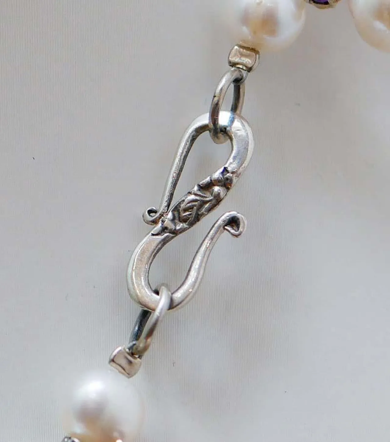 Pearls, amethysts, diamonds, rose gold and silver necklace, 1970s 4