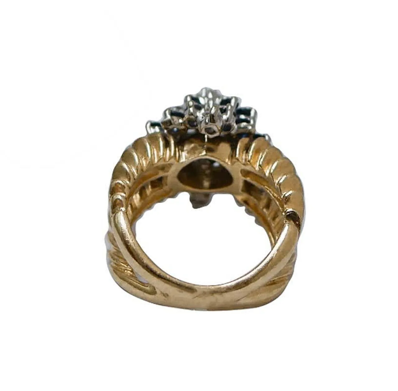 Sapphires, diamonds, 14 karat yellow gold ring, 1950s 3