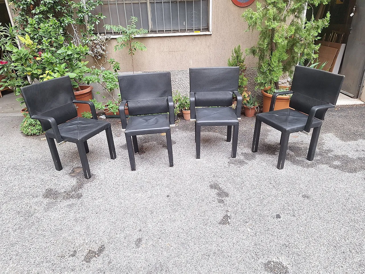 4 Poltrone Arcadia in pelle di Paolo Piva per B&B Italia, anni '80 8