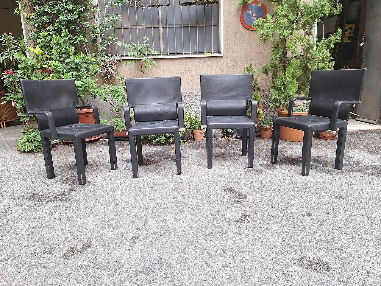 4 Poltrone Arcadia in pelle di Paolo Piva per B&B Italia, anni '80 9