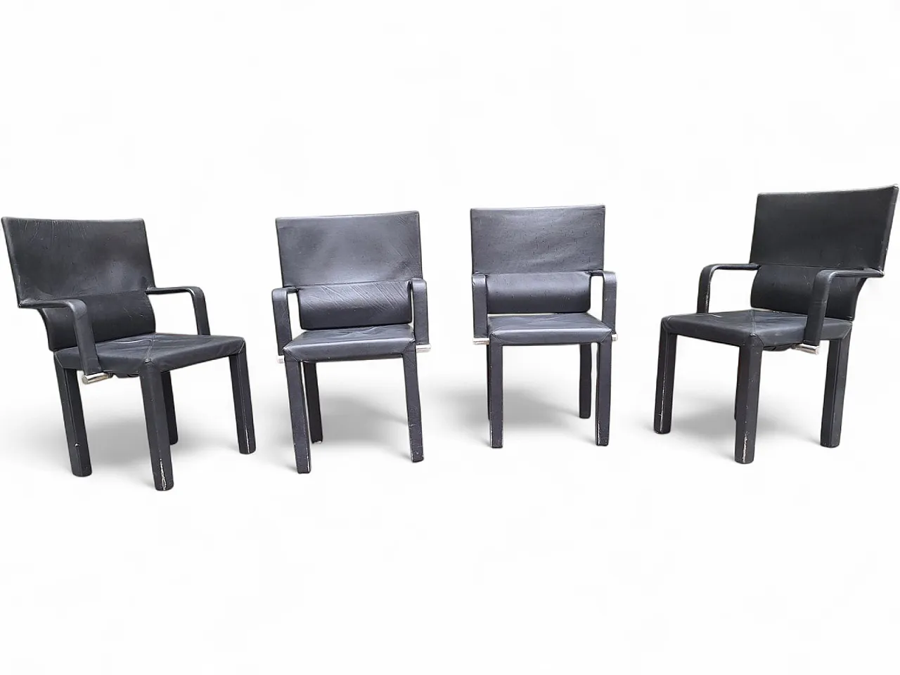 4 Poltrone Arcadia in pelle di Paolo Piva per B&B Italia, anni '80 10