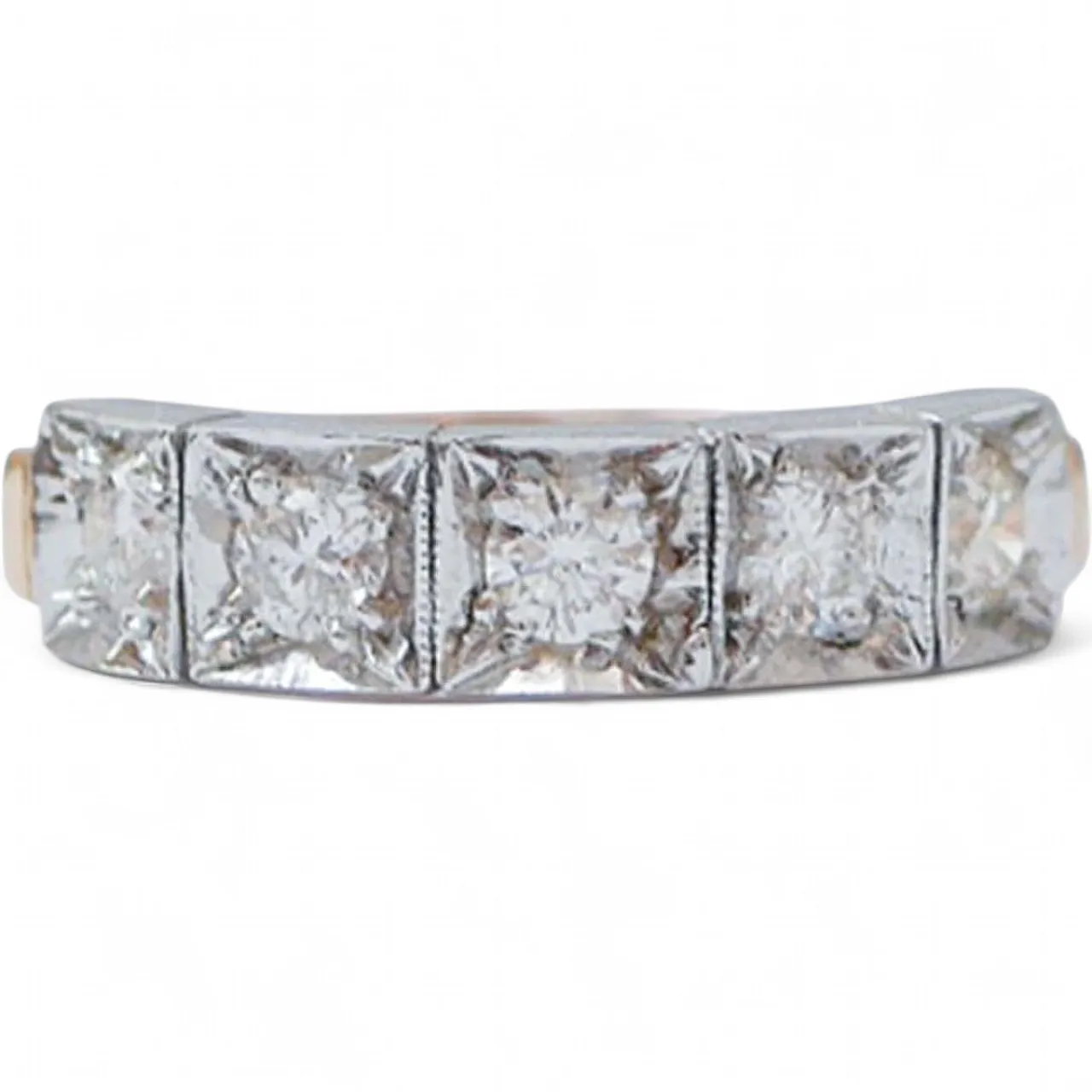 Diamonds, rose gold and silver ring, 1970s 8