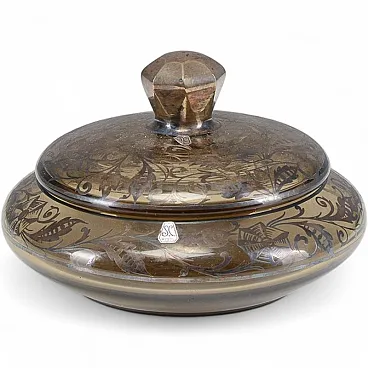 Bowl with glass lid and silver decorations, 1930s