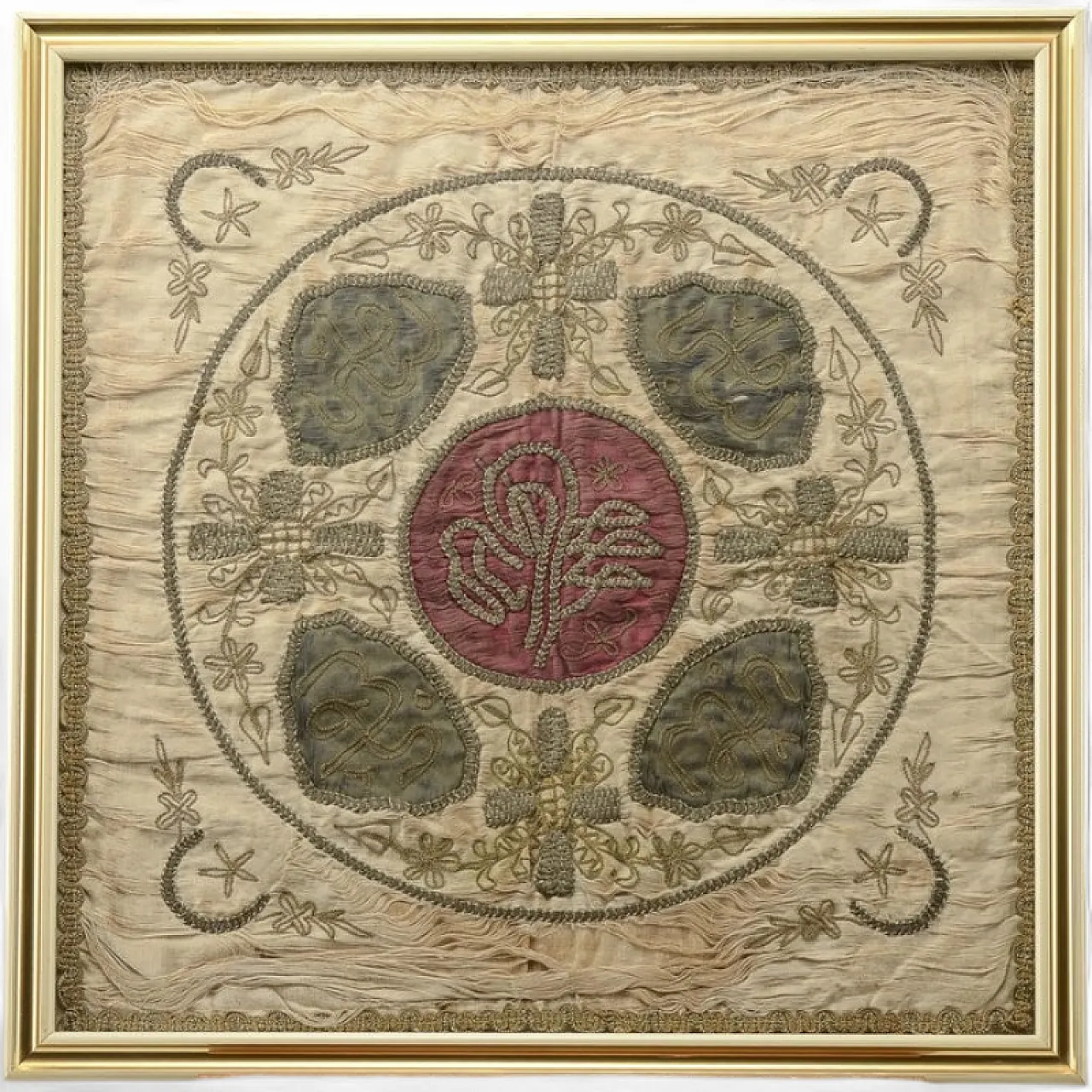 Tessuto da cuscino cerimoniale con fili dorati, '800 7