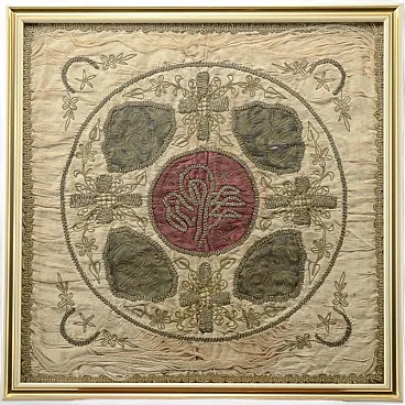 Tessuto da cuscino cerimoniale con fili dorati, '800