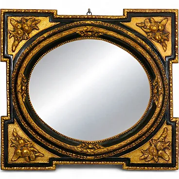 Specchio neoclassico in legno dorato, anni '70
