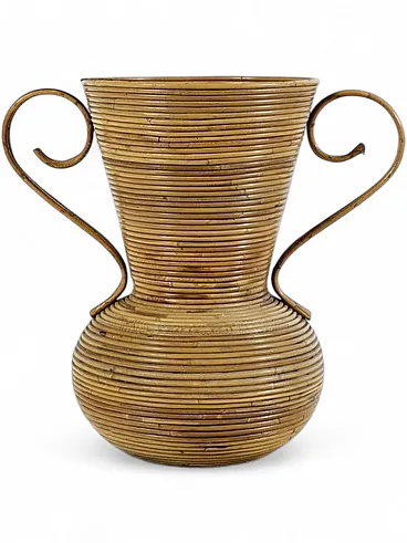 Wicker amphora vase from Vivai Del Sud, 1970s