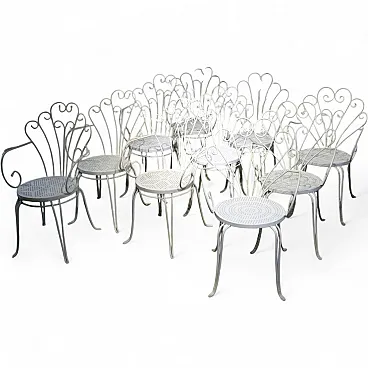 10 Wrought iron garden chairs by Lio Carminati, 1950s