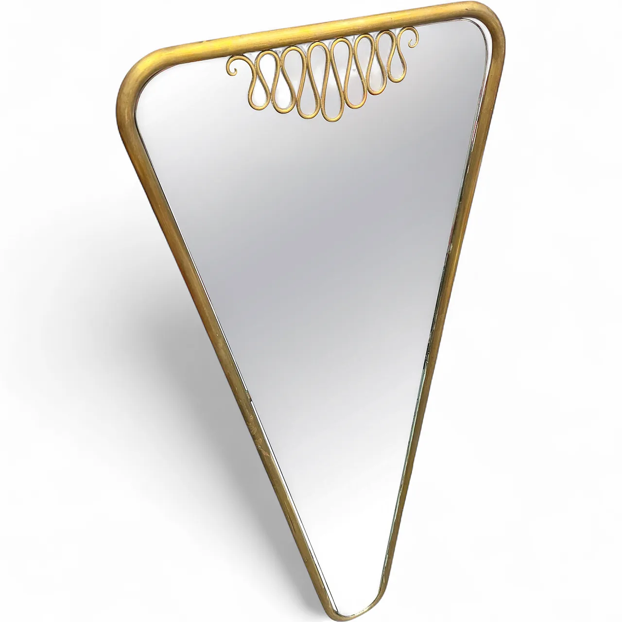 Specchio da parete triangolare in ottone di Gio Ponti, anni '60 15