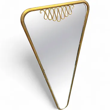 Gio Ponti brass triangular wall mirror, 1960s