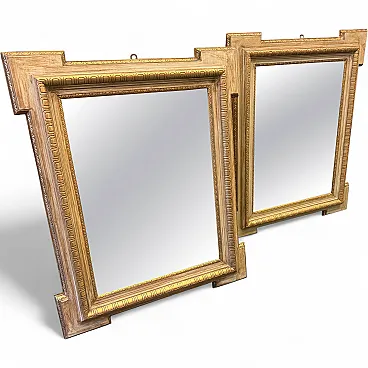 Pair of wall mirrors in pickled and gilded wood, 19th century