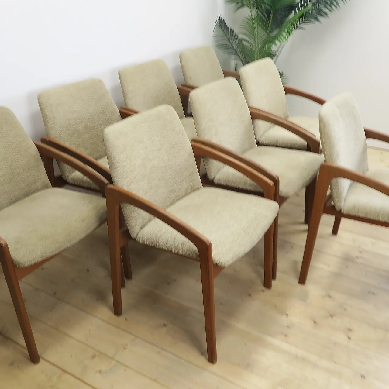 8 chairs in teak by Henning Kjærnulf for Korup Stolefabrik, 1970s 3