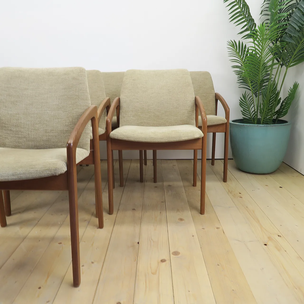 8 chairs in teak by Henning Kjærnulf for Korup Stolefabrik, 1970s 7