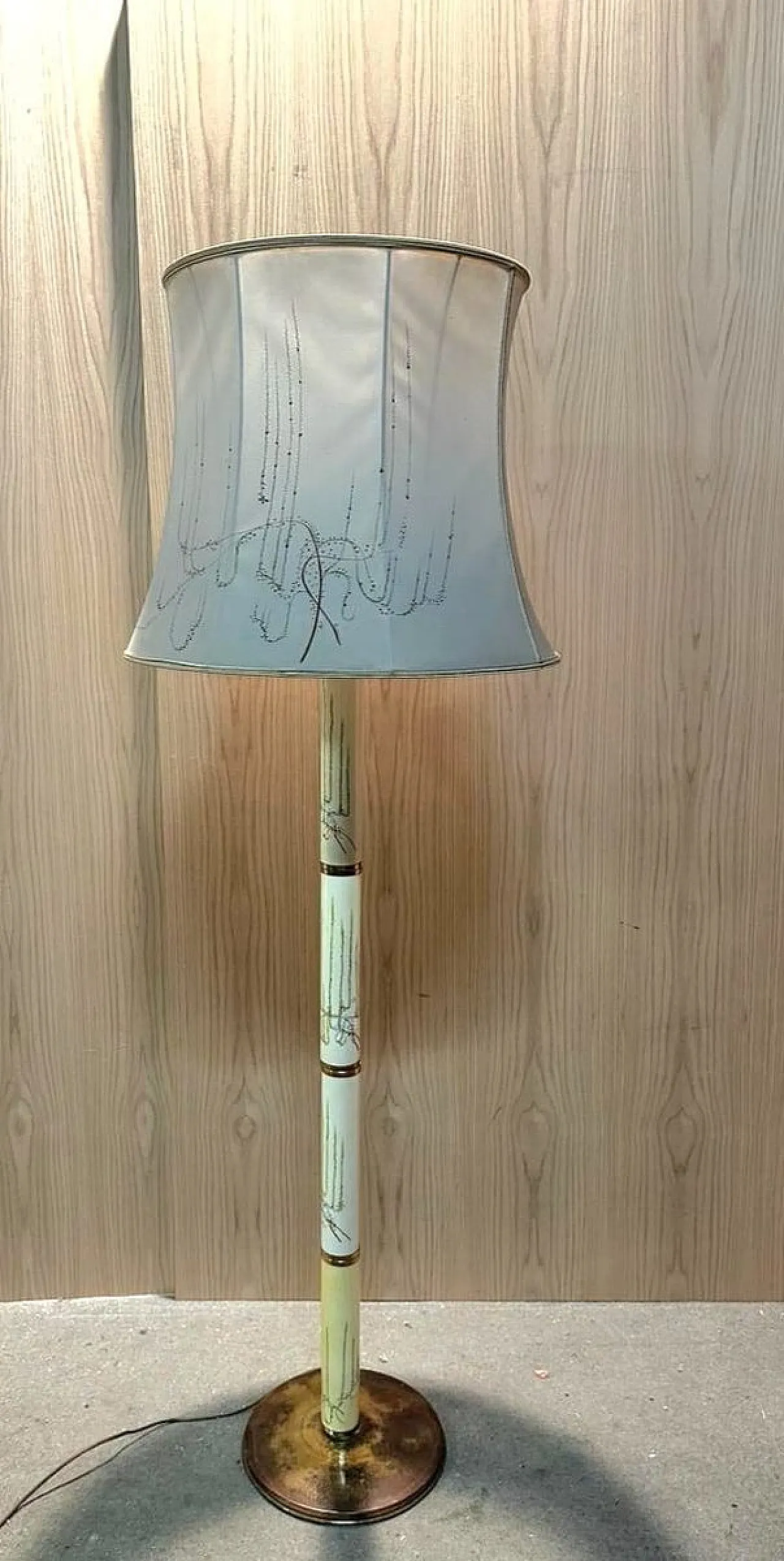 Lampada da terra in ottone e porcellana 1