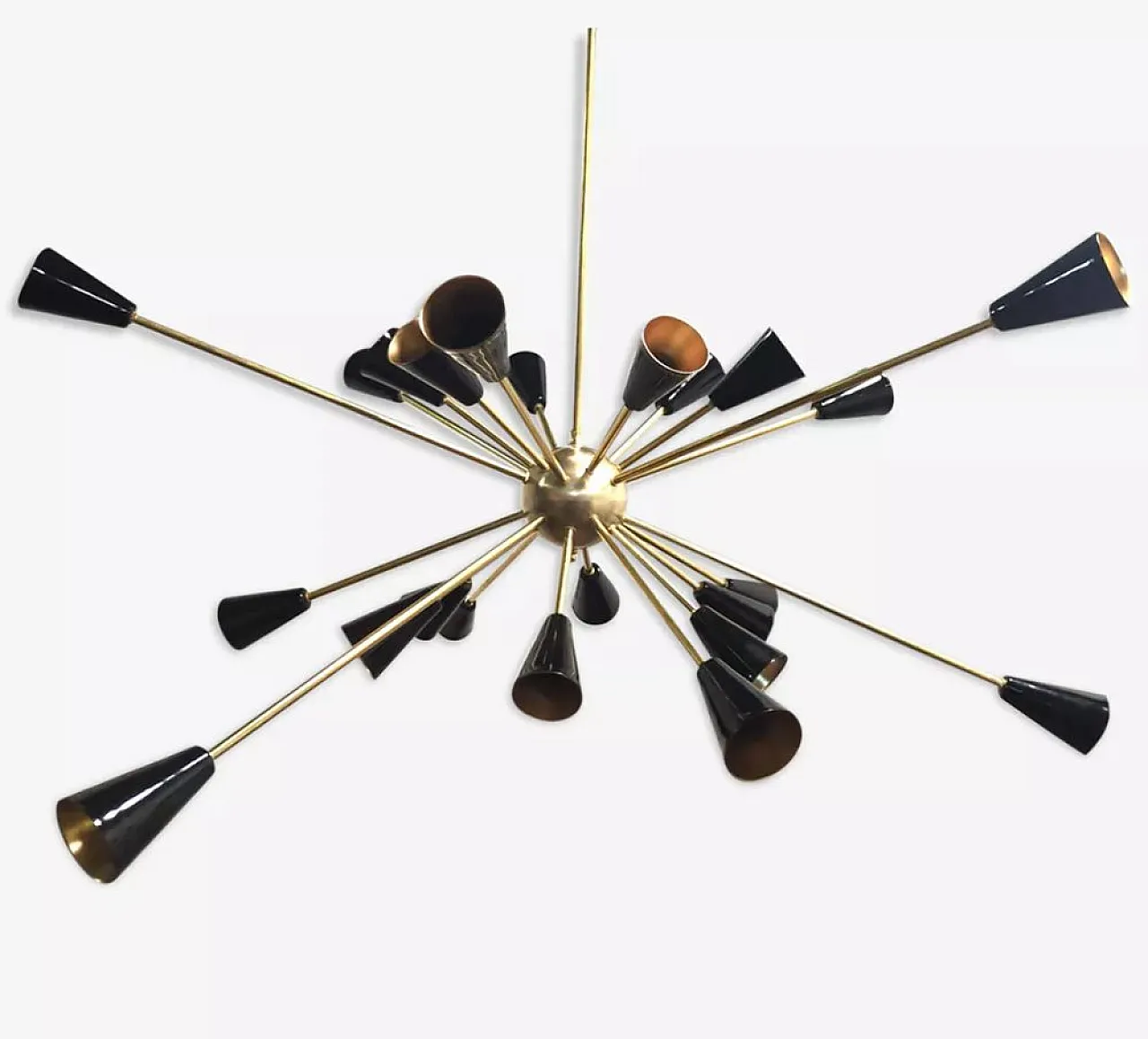 Sputnik brass ceiling lamp, 1950s 1