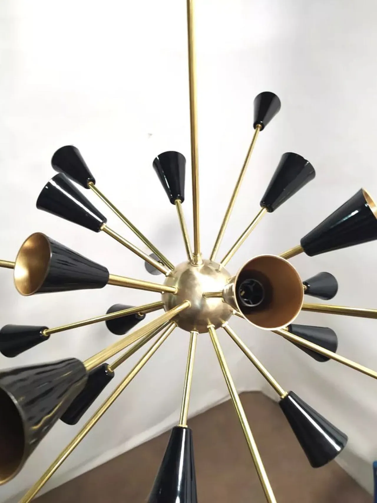 Sputnik brass ceiling lamp, 1950s 2