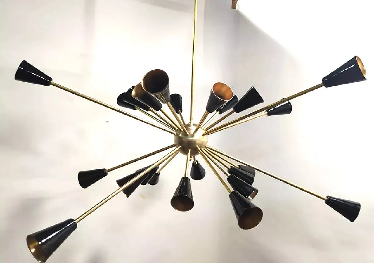 Sputnik brass ceiling lamp, 1950s 3