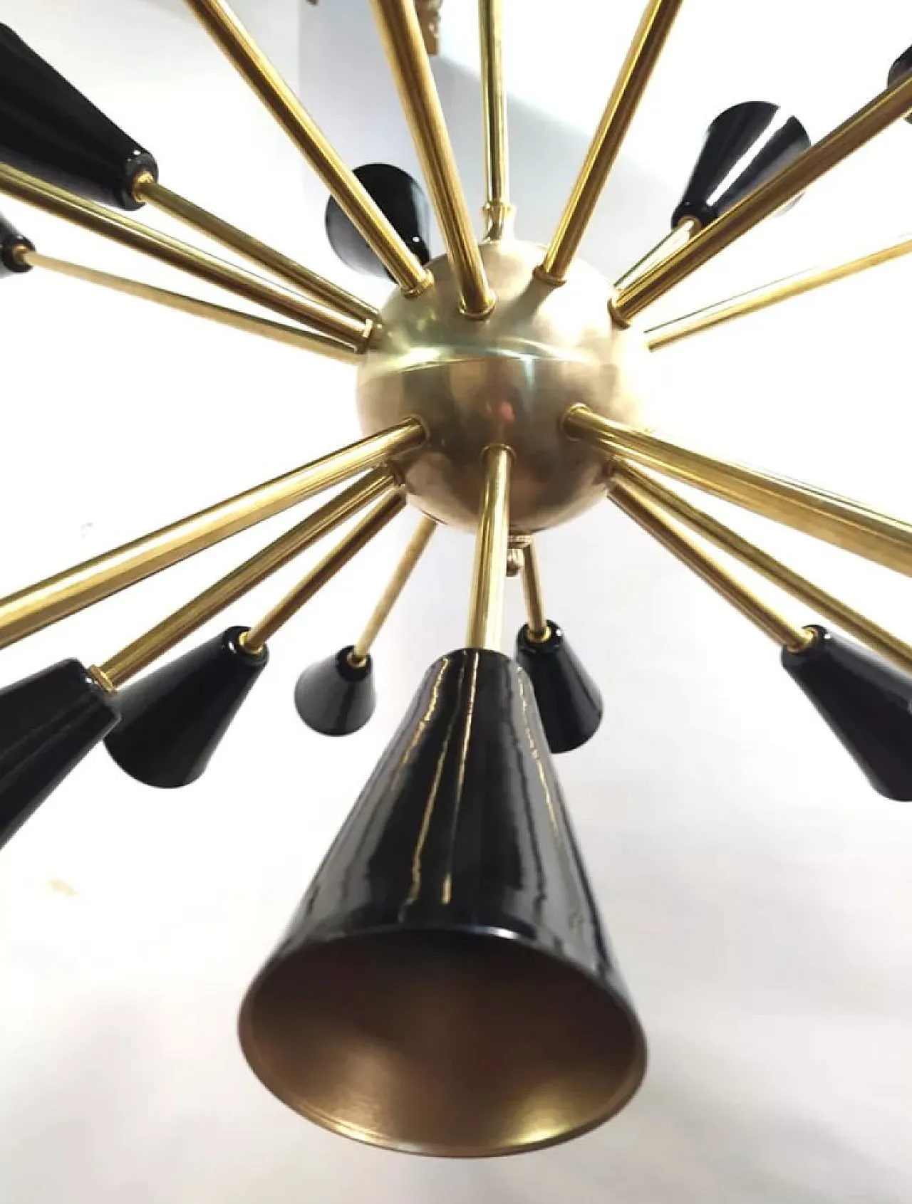 Sputnik brass ceiling lamp, 1950s 4