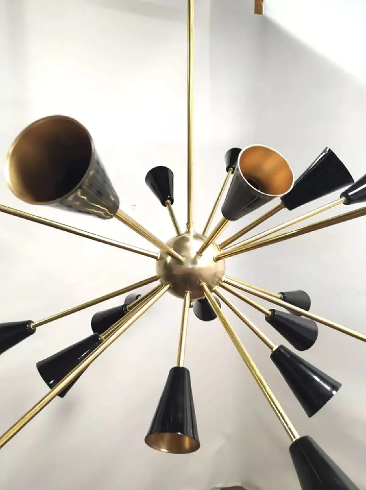 Sputnik brass ceiling lamp, 1950s 6