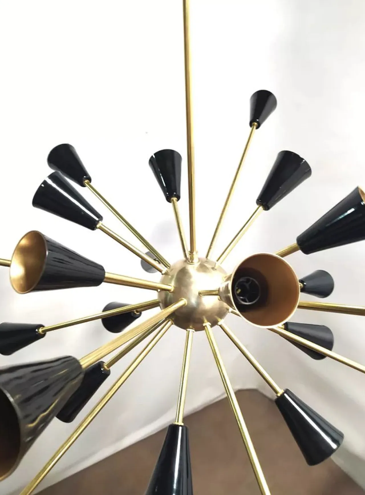 Sputnik brass ceiling lamp, 1950s 8