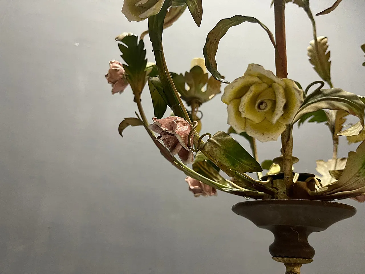 Floral ceramic chandelier, Italy, 1960s 10