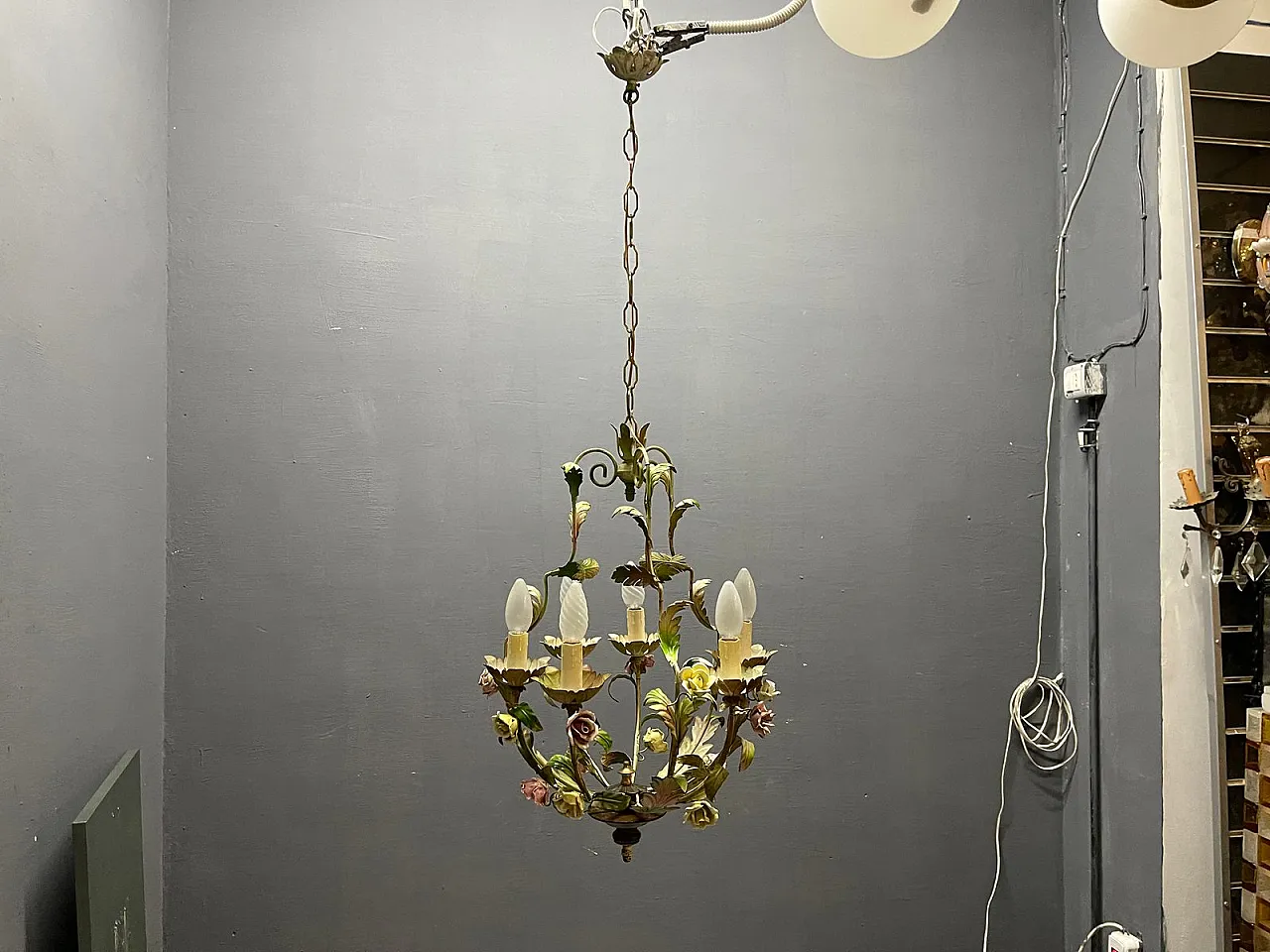 Floral ceramic chandelier, Italy, 1960s 14