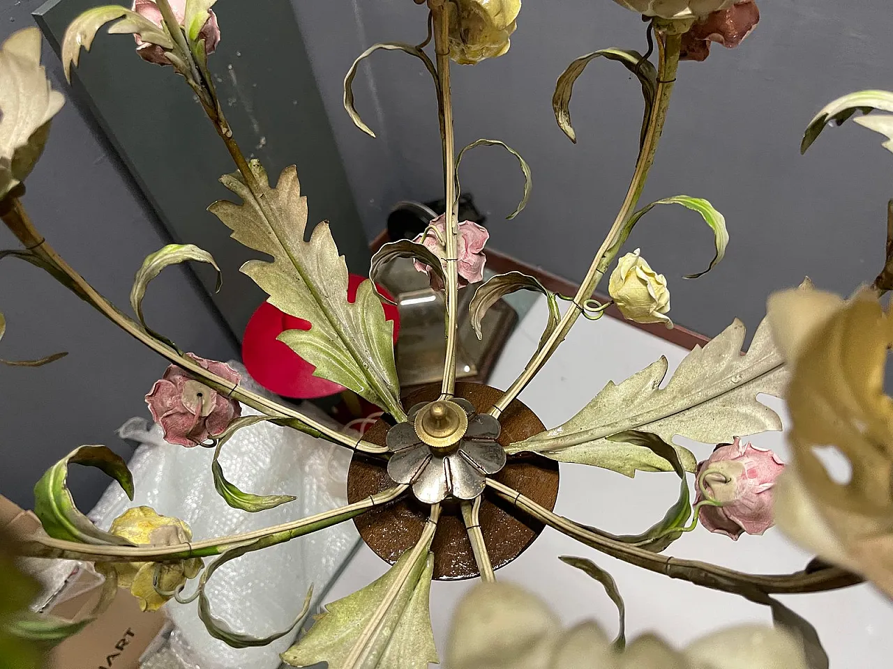 Floral ceramic chandelier, Italy, 1960s 18