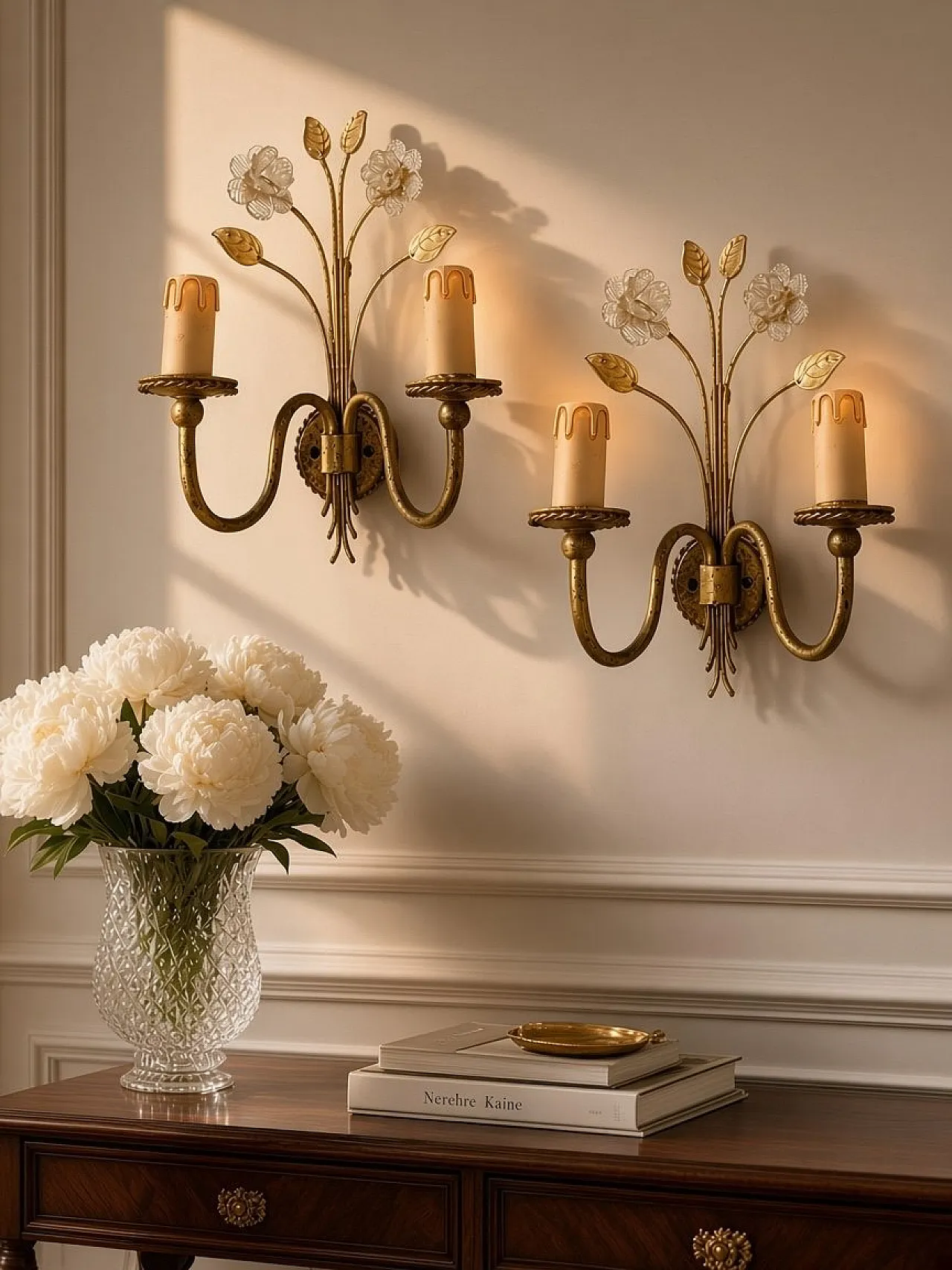 Gold Murano glass wall lights, Italy, 1960s, set of 2 2