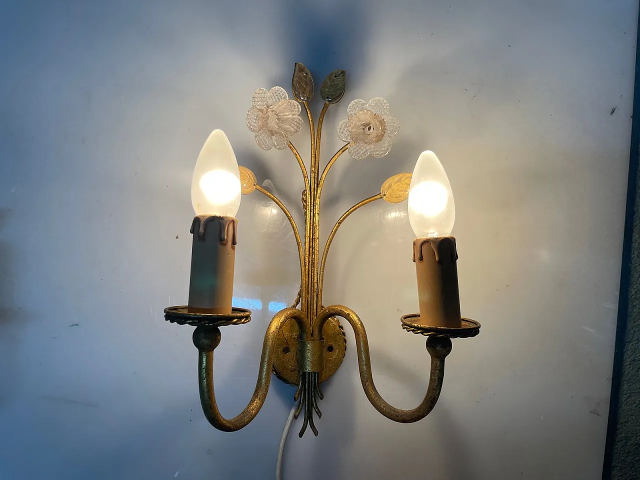 Gold Murano glass wall lights, Italy, 1960s, set of 2 4
