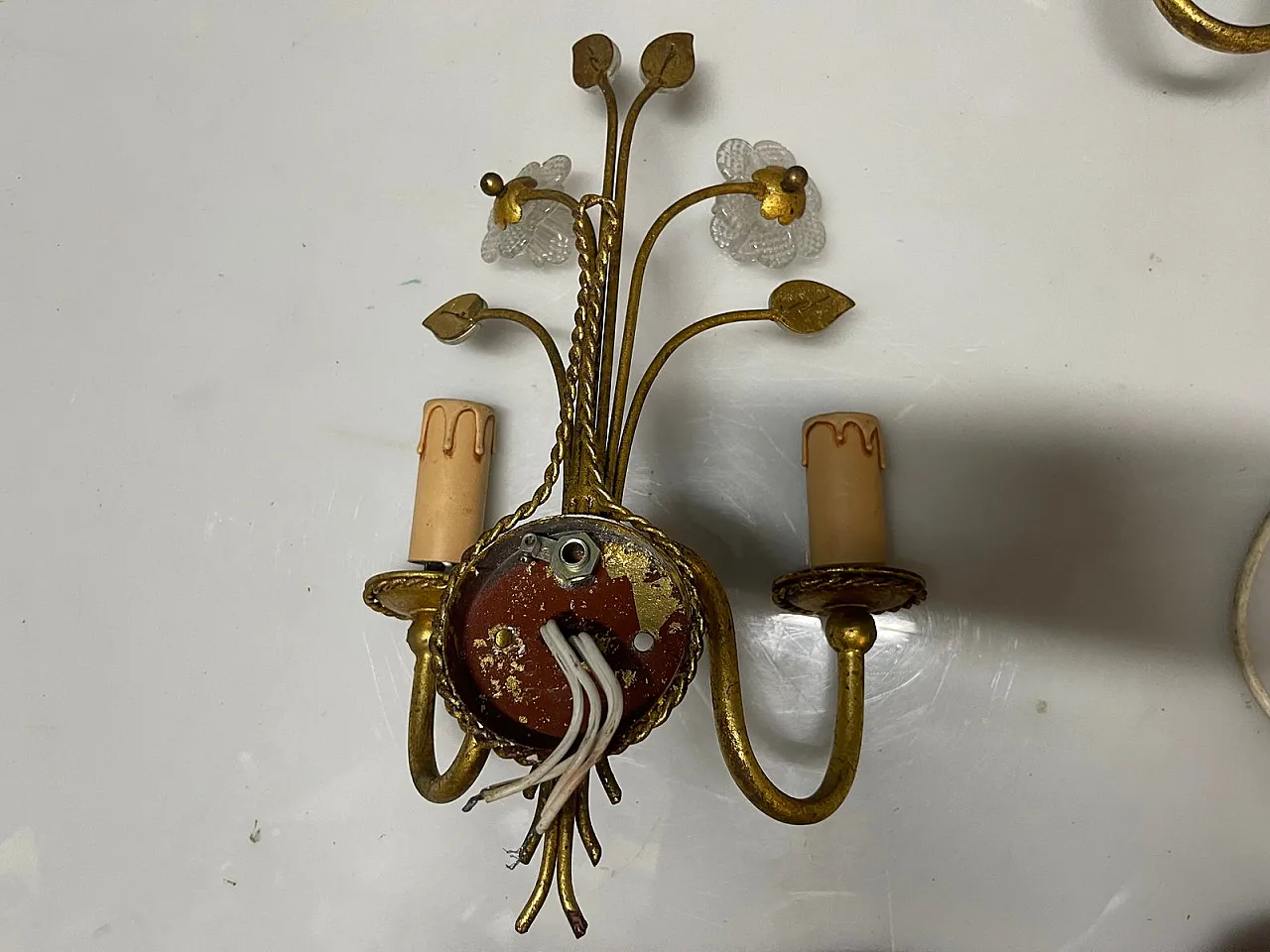 Gold Murano glass wall lights, Italy, 1960s, set of 2 7