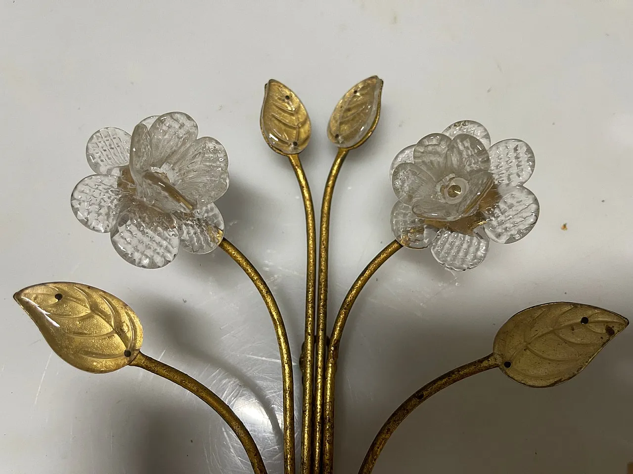 Gold Murano glass wall lights, Italy, 1960s, set of 2 9