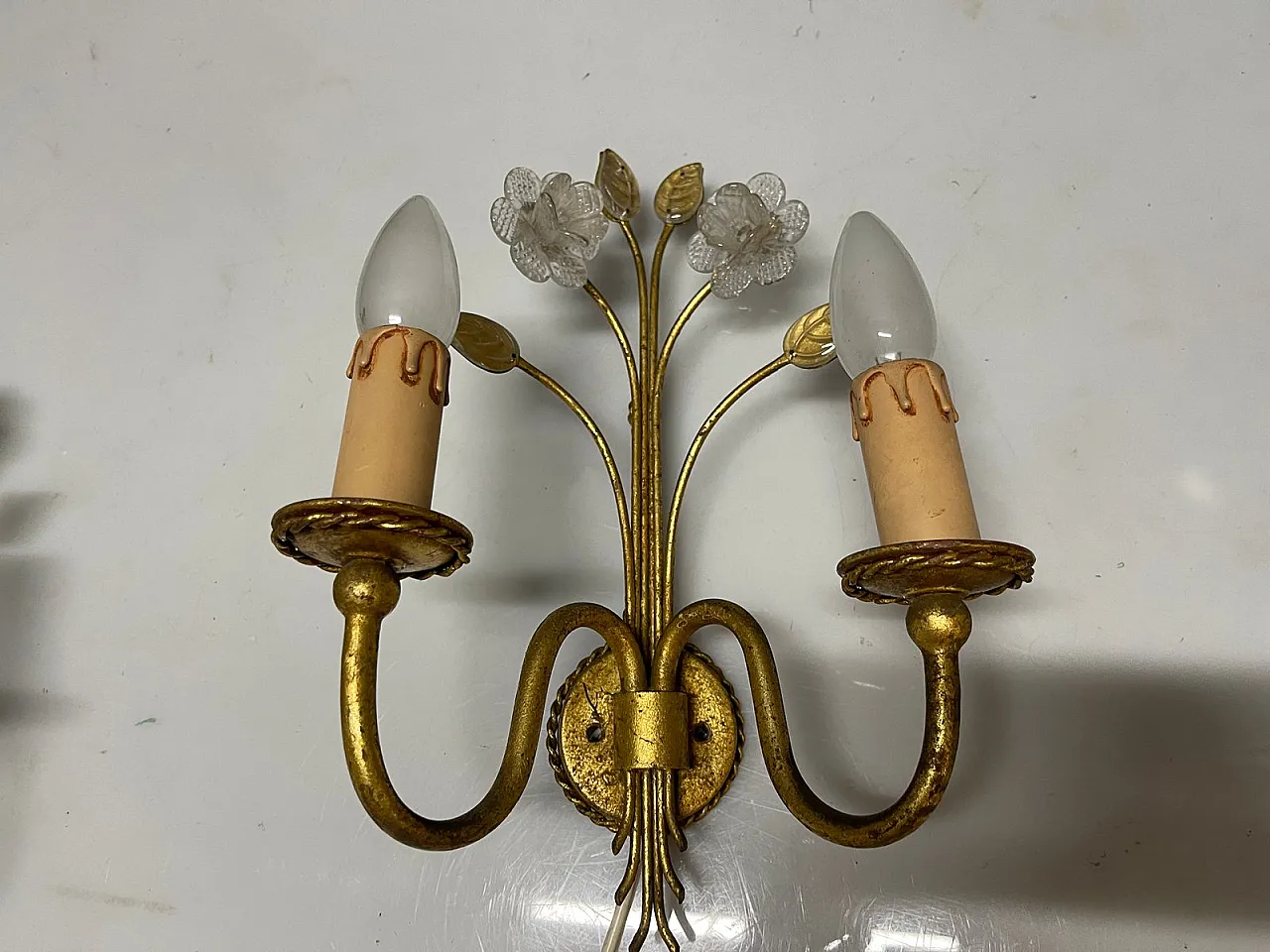 Gold Murano glass wall lights, Italy, 1960s, set of 2 11