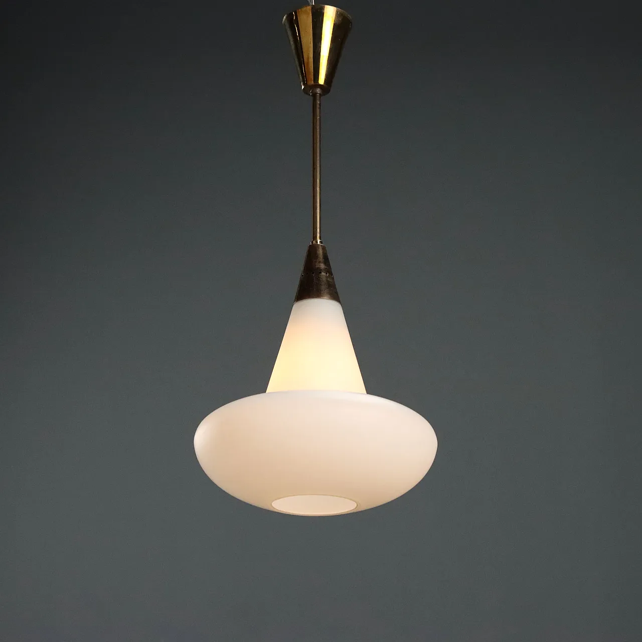 Lamp in brass and opal glass, 1960s 1