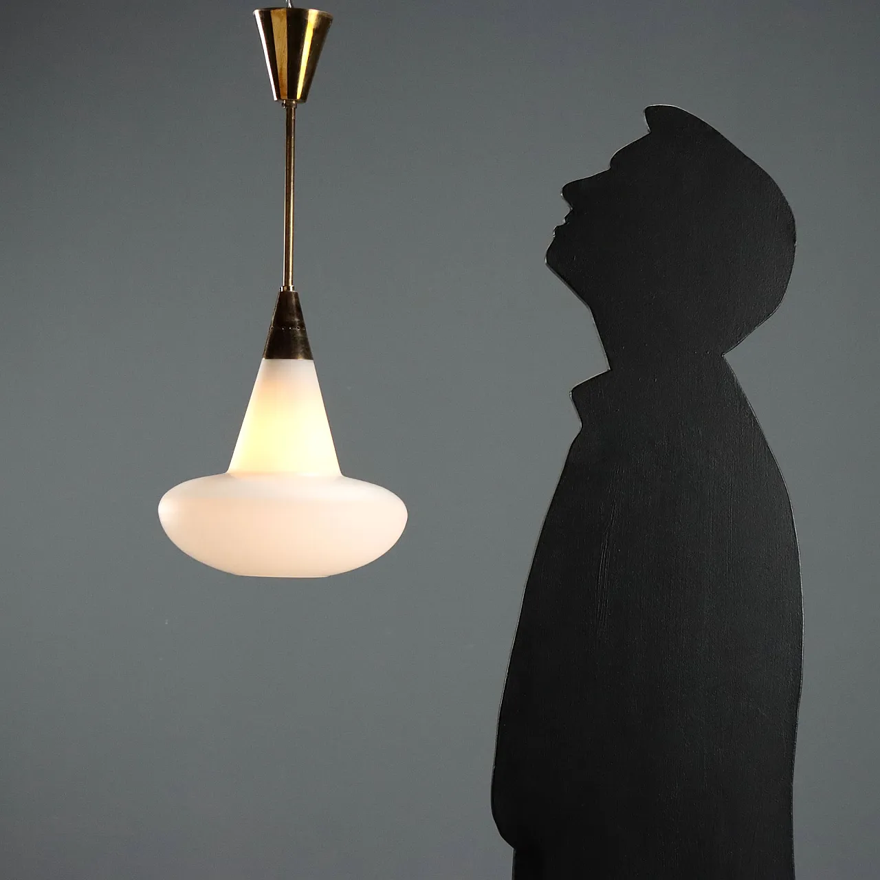 Lamp in brass and opal glass, 1960s 2