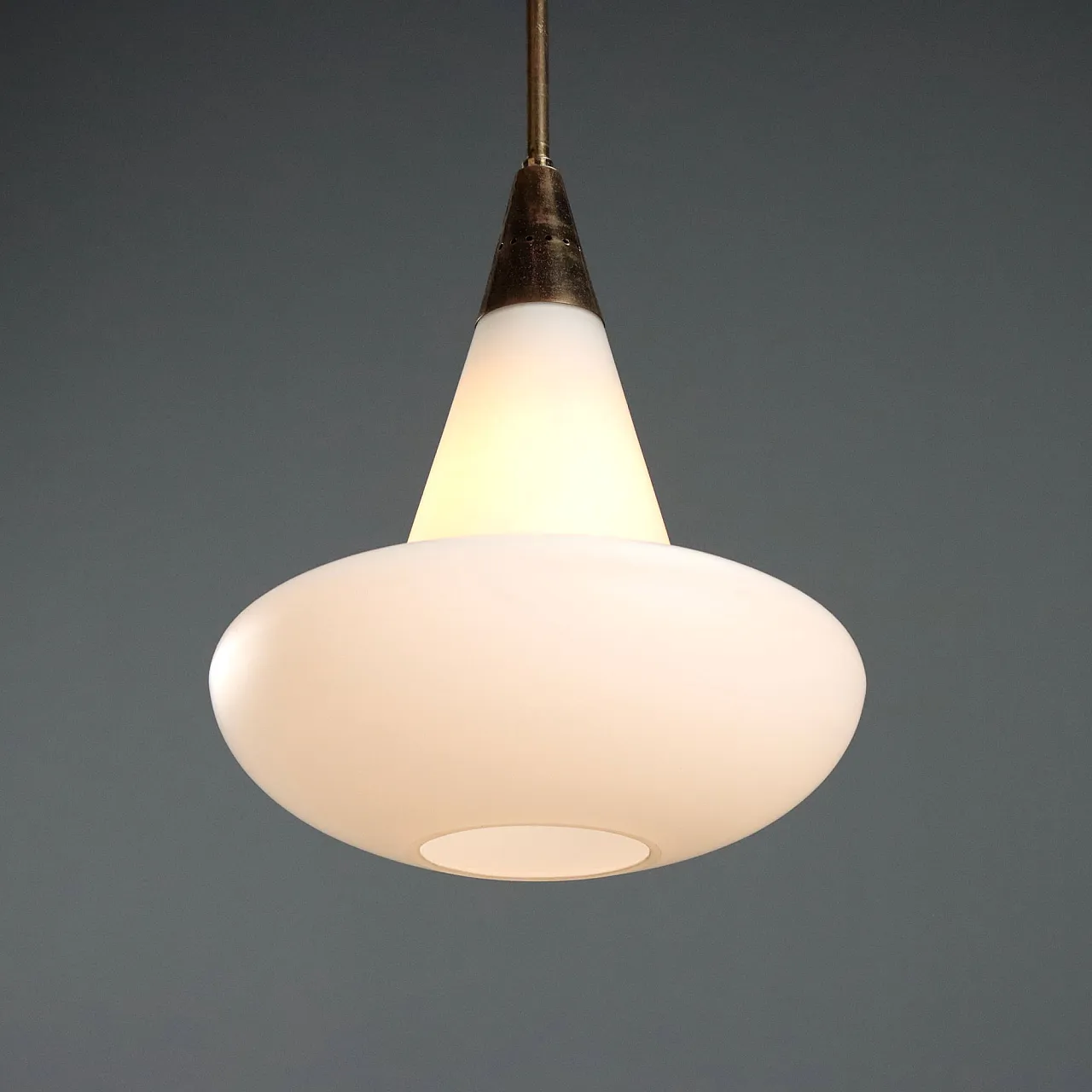 Lamp in brass and opal glass, 1960s 3