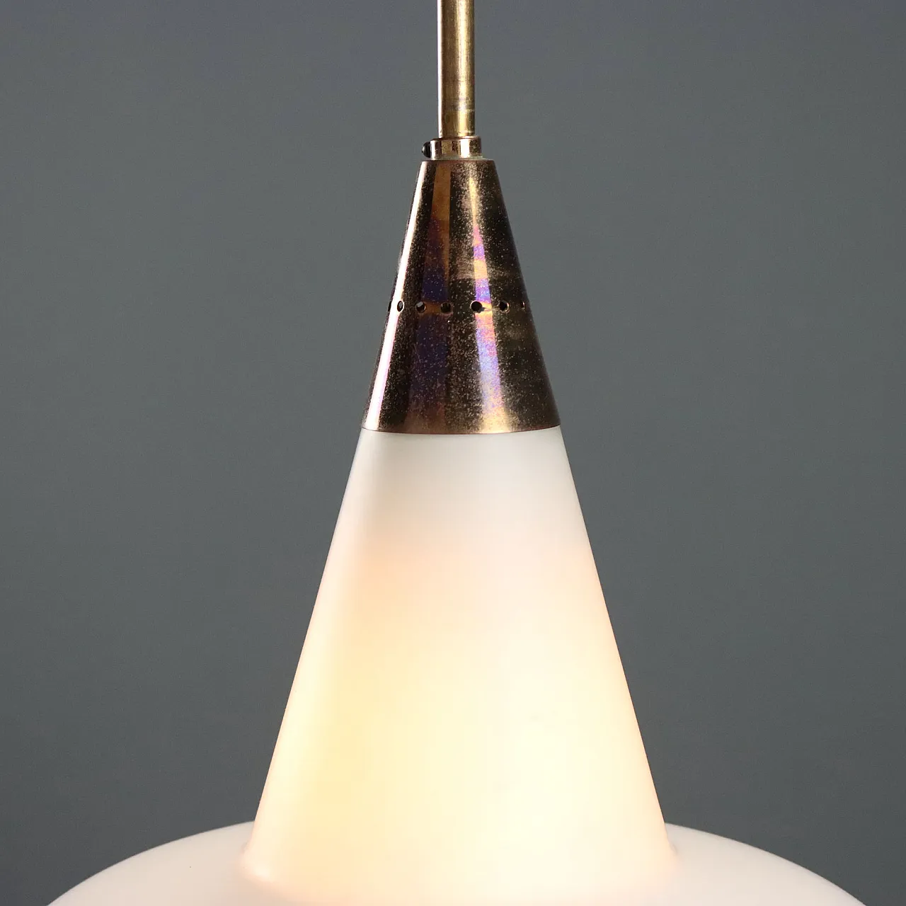 Lamp in brass and opal glass, 1960s 5