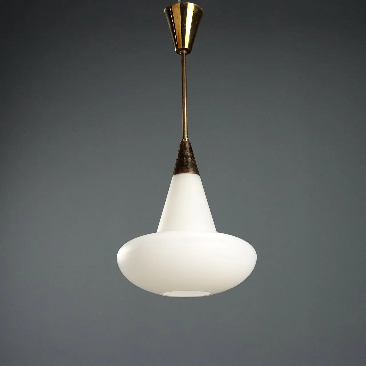 Lamp in brass and opal glass, 1960s 6