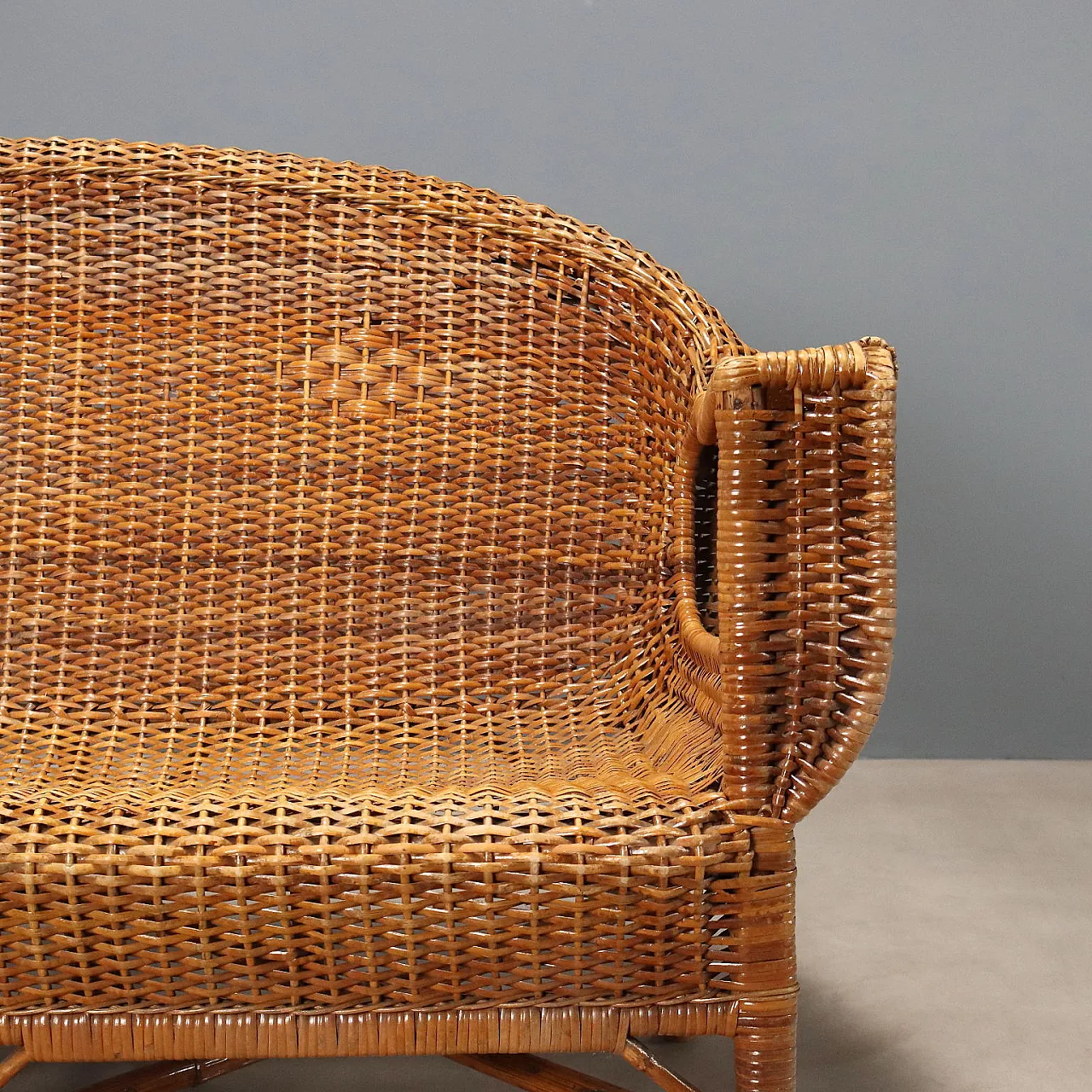 Wicker and bamboo sofa, mid-20th century 4