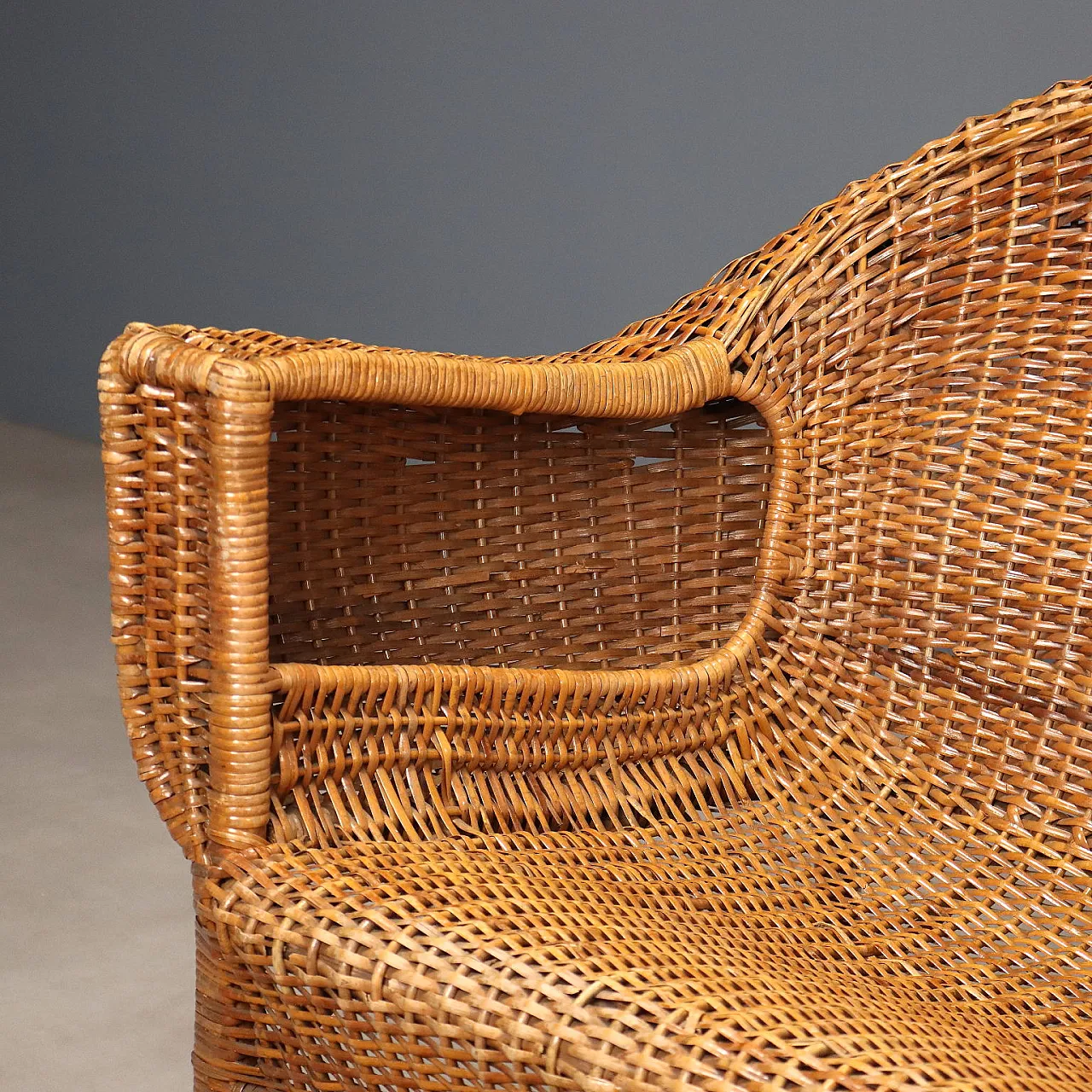 Wicker and bamboo sofa, mid-20th century 6
