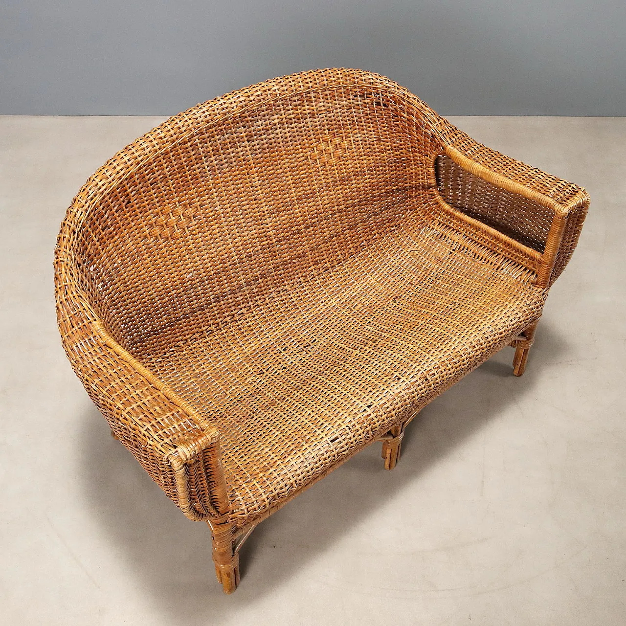 Wicker and bamboo sofa, mid-20th century 8