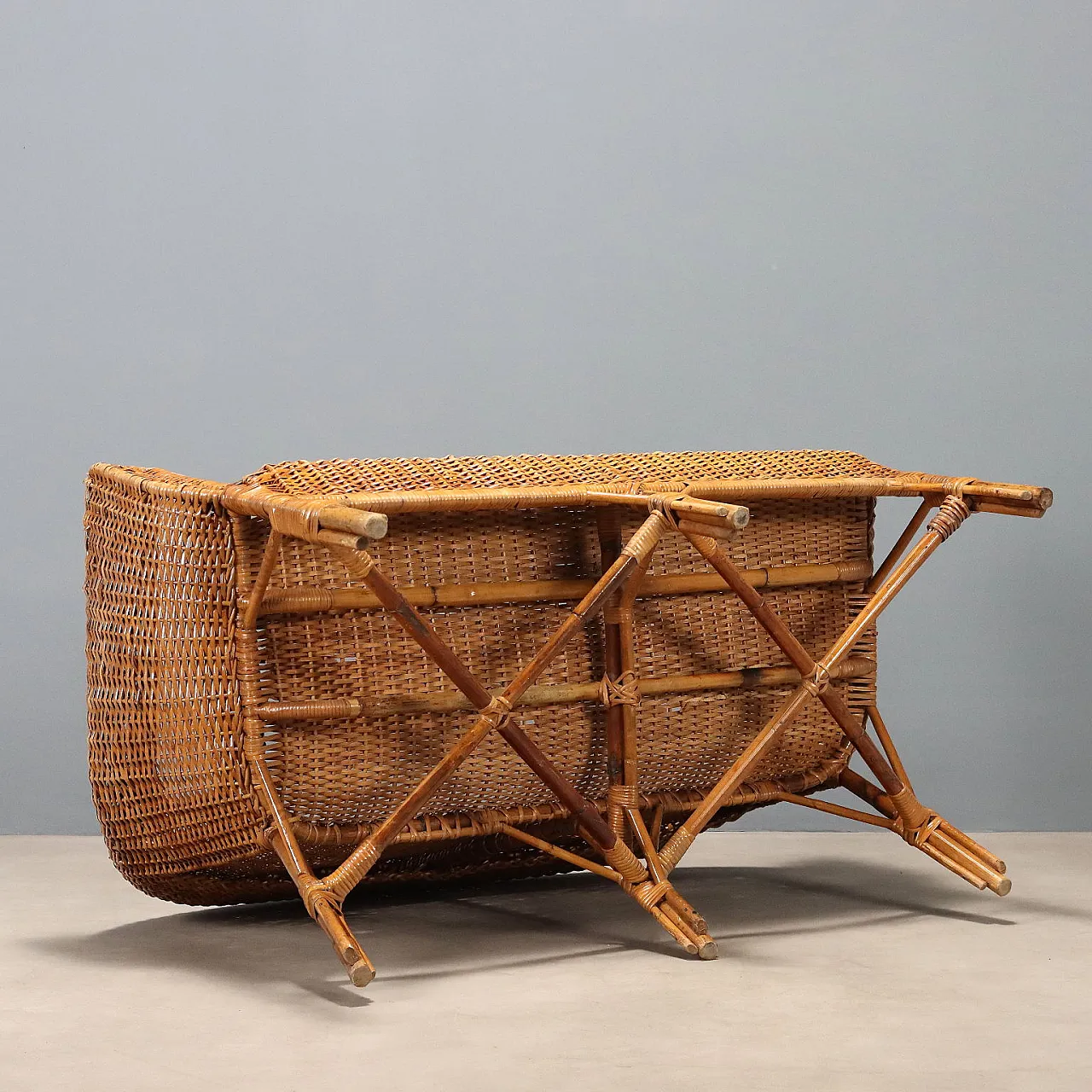 Wicker and bamboo sofa, mid-20th century 10