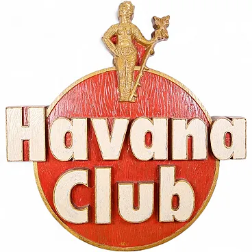 Insegna vintage Havana Club in legno dipinto, '900