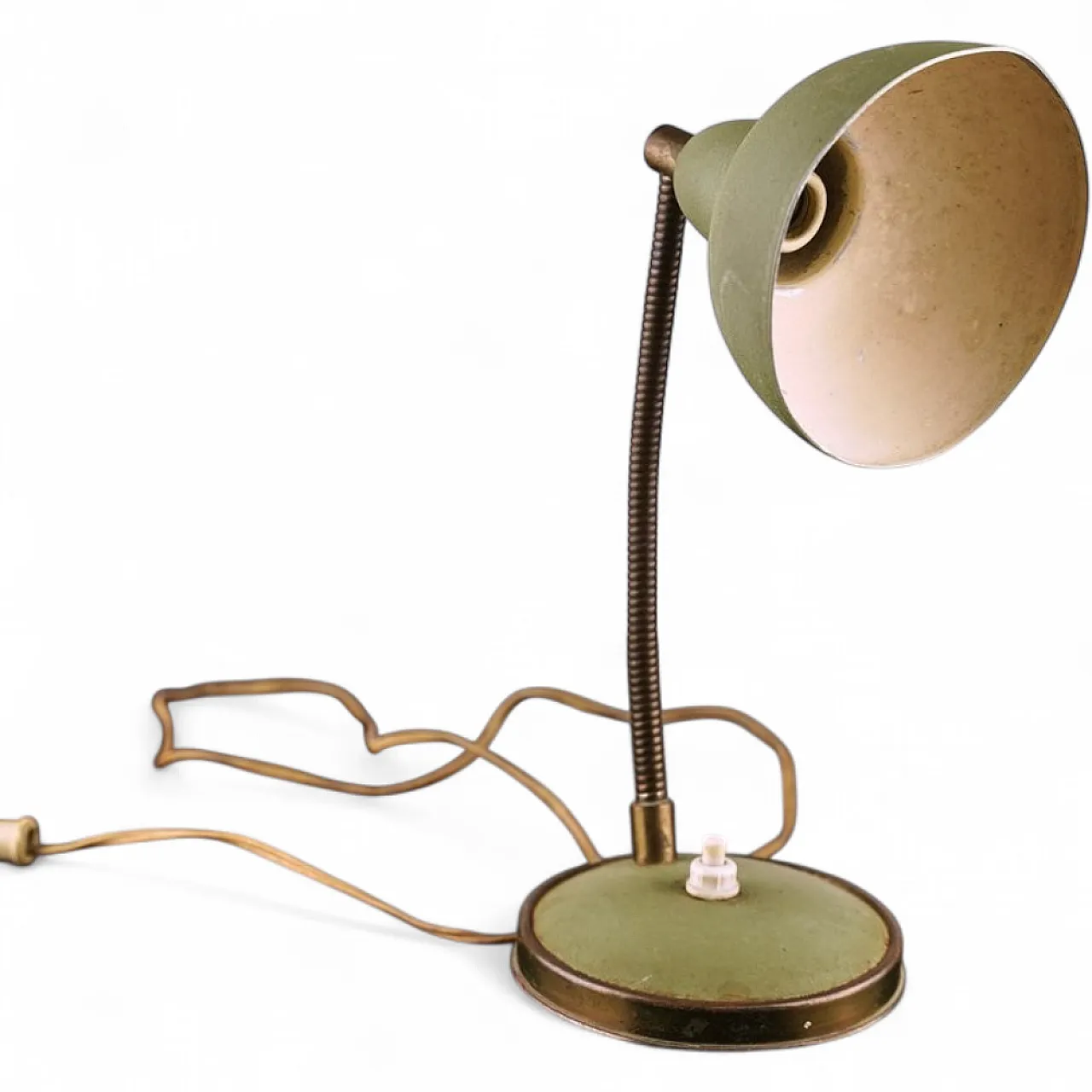 Lampada da tavolo in metallo laccato verde, anni '60 4