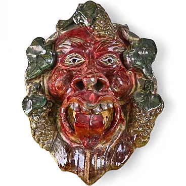 Bacchus Mask in Ceramic attr. to Seminara Paolo Condurso, 20th century