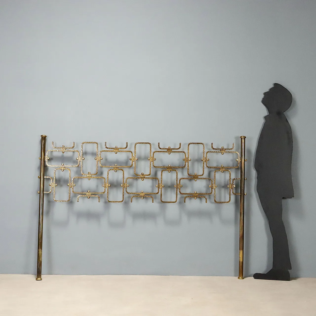 Brass double bed headboard, 1960s 2